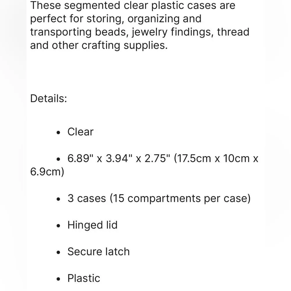 Bead Landing Small Clear Bead Craft Storage Cases SET OF 3. NEW.